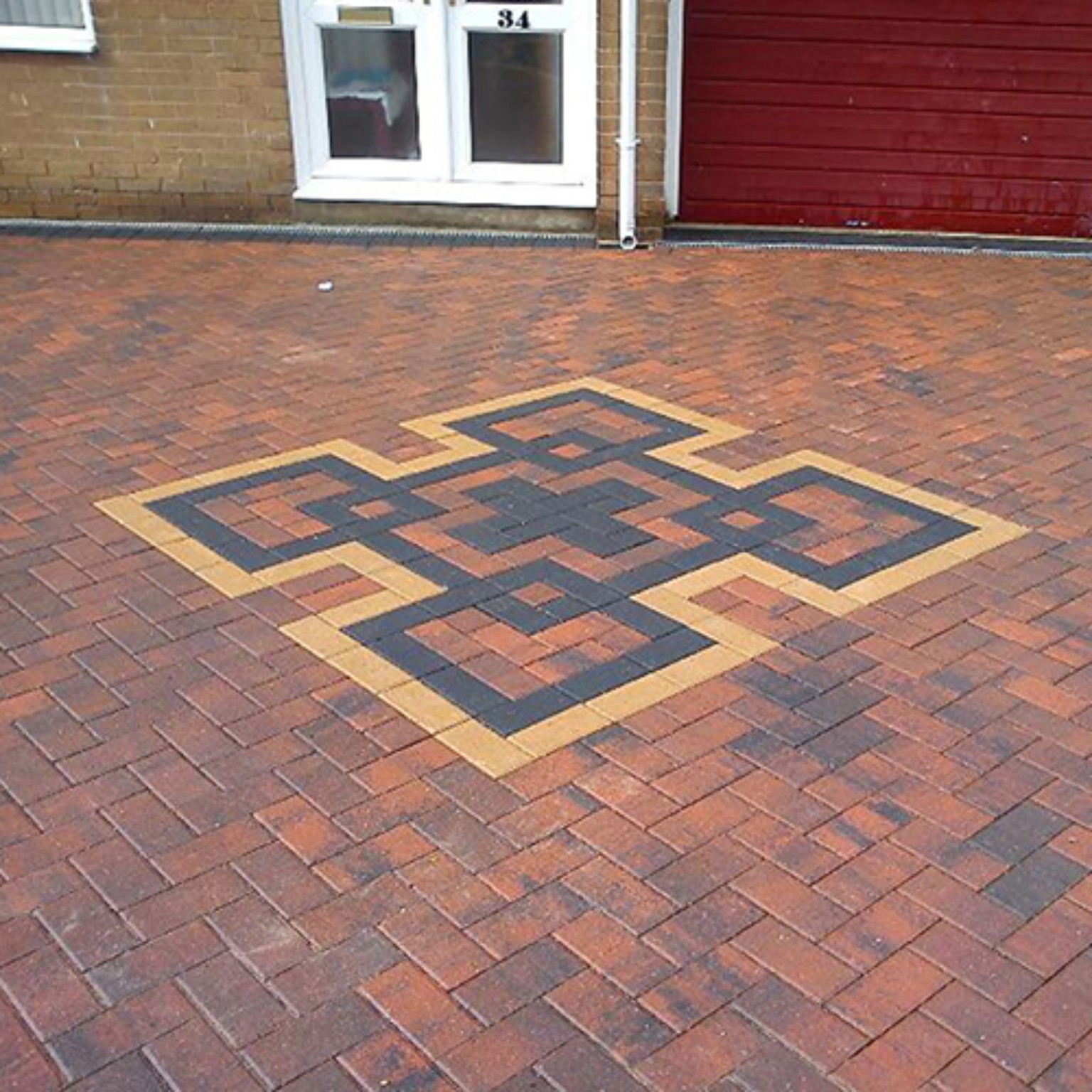 Detailed decorative block paving pattern